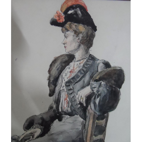 741 - Unsigned watercolour portrait of an Edwardian lady in original frame,

The w/c measures 27 x 21 cm