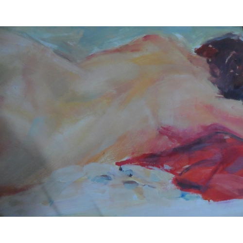 721 - Unsigned 1960s/70s oil on board study of a topless ladies back in good quality frame,

The oil measu... 