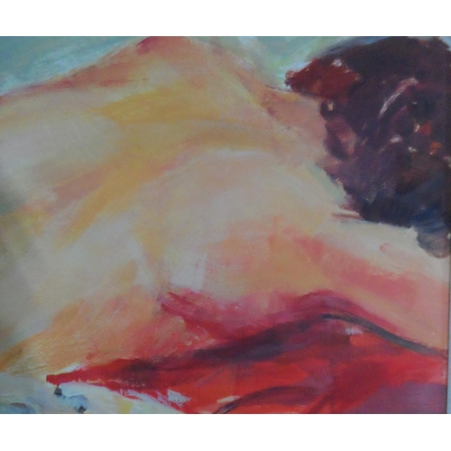 721 - Unsigned 1960s/70s oil on board study of a topless ladies back in good quality frame,

The oil measu... 