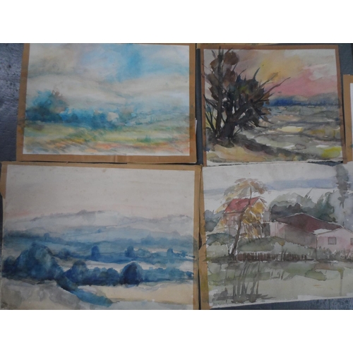 724 - 15 unsigned and unframed, early 20thC landscape watercolours (15)