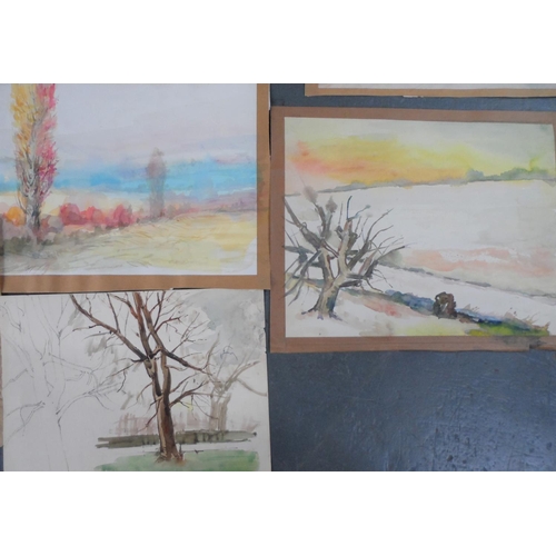 724 - 15 unsigned and unframed, early 20thC landscape watercolours (15)