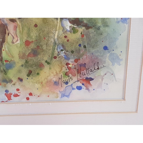 744 - Mavis Nuttall, watercolour of a fairy seated on a branch, framed, (1), 

24 x 20cm