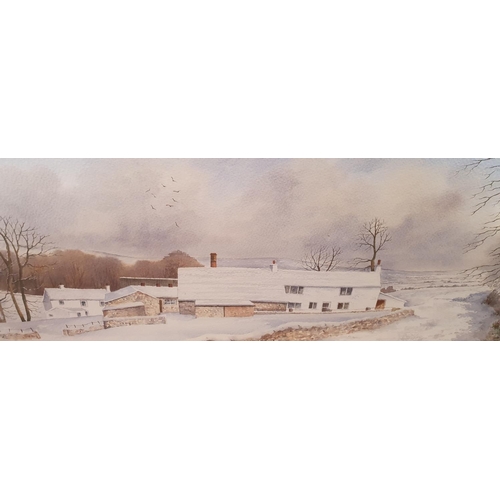 745 - Patricia Jones, 2005, watercolour, winter farmhouse scene, framed, 

20 x 50cm