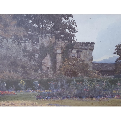 732 - G. W. Fish, 1900, watercolour, castle gardens scene, framed, 

29 x 39cm