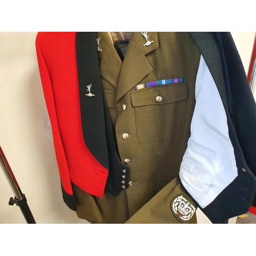 349 - Genuine military uniform with badges etc, (1)