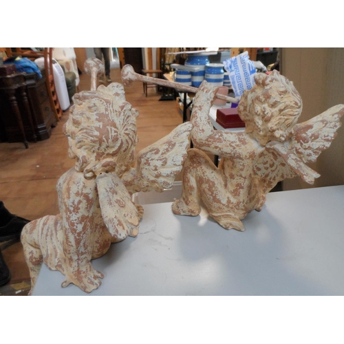 434 - Two large cherub figures (2)