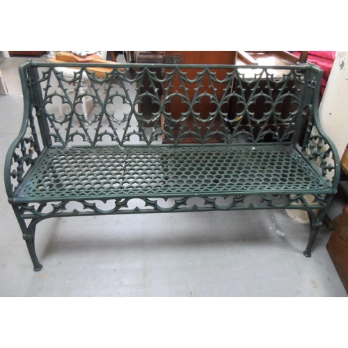 438 - 3 seat cast iron outdoor bench and table (2)