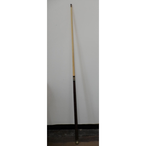 137 - Edwardian brass topped walking stick which converts to a snooker queue