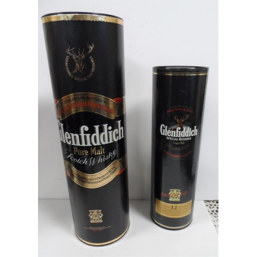 386 - 8 Glenfiddich cased bottles from 3 miniatures (12,15 & 18 year old) to full 70cl bottle (8)