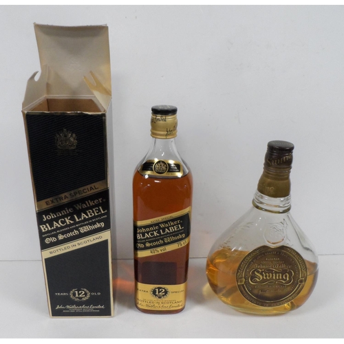 388 - Boxed Johnnie Walker Black Label 12 year old, 75cl, 40%, believed to be 1980s together with a part b... 