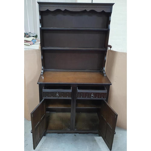 547 - Dark Oak dresser with plate rack,