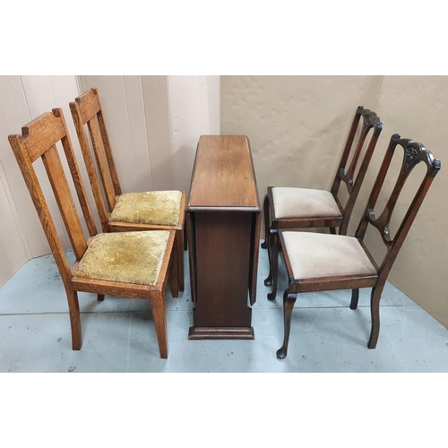 508 - Edwardian drop-leaf table with 2 pairs of Edwardian chairs (5)