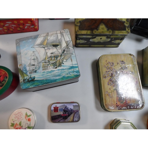 139 - Good collection of metal tins including early 20thC examples and Johnson & Johnson first aid tin (ap... 