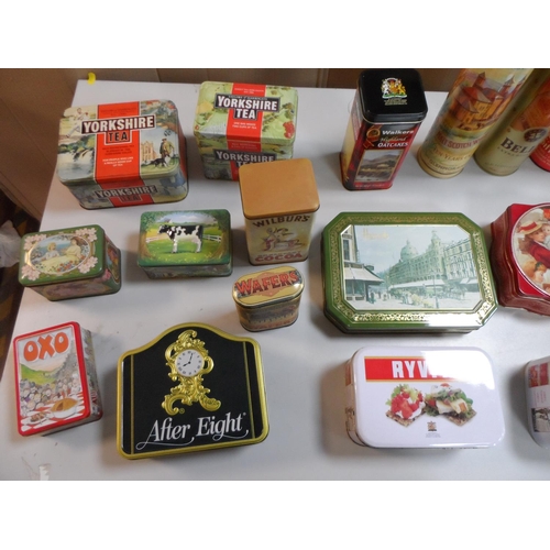 140 - Good collection of metal tins  including a Harrods & Glenmorangie examples (approx 20)