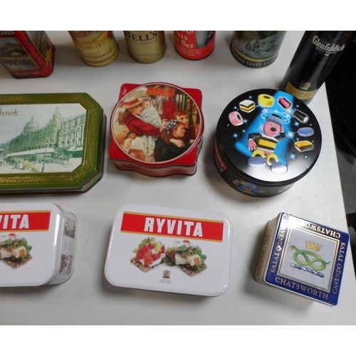 140 - Good collection of metal tins  including a Harrods & Glenmorangie examples (approx 20)