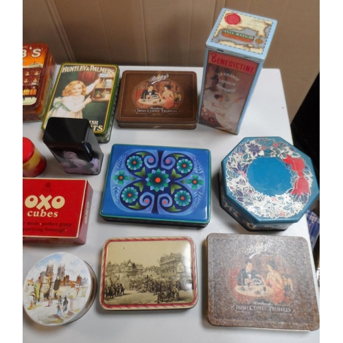 118 - Good collection of metal tins  including a Benedictine & Rich Toffee Assortments examples (approx 20... 