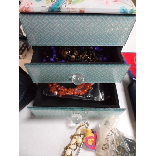 56 - Large quantity of ladies costume jewellery together with 2 jewellery boxes (Qty)