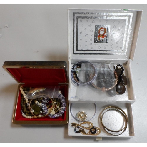 58 - Two jewellery boxes containing ladies costume jewellery (Qty)