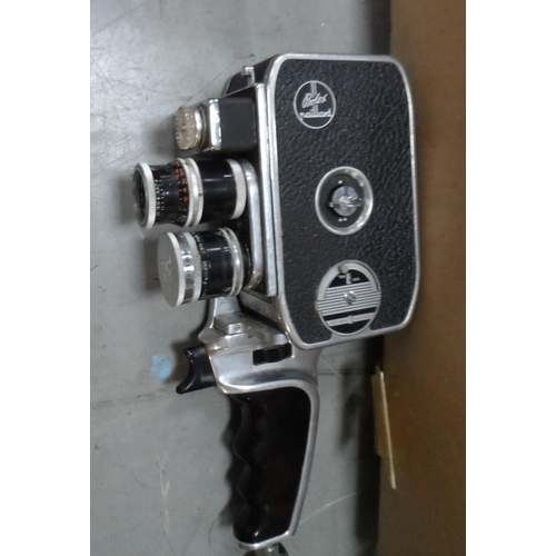 454 - Vintage cine cameras, projectors and screens including Bolex examples (Qty)