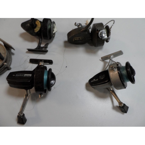 397 - Five fishing reels including a vintage Polar example (5)