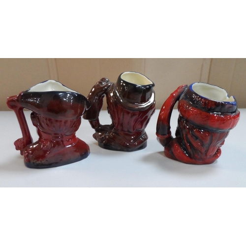 326 - 3 Royal Doulton small sized character jugs in rare flambé glaze (3)