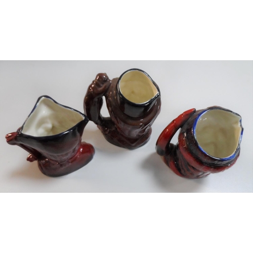 326 - 3 Royal Doulton small sized character jugs in rare flambé glaze (3)