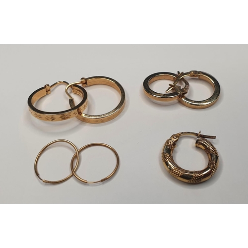 59 - Three pairs of ladies 9ct yellow gold earrings together with a single 9ct yellow gold example