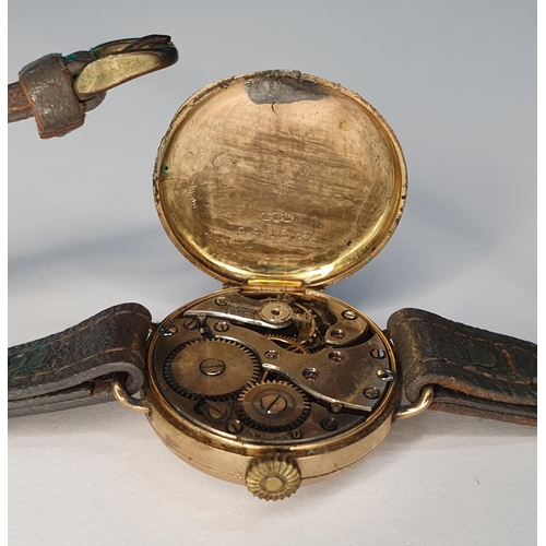 86 - Arthur George Rendell, early 20thC ladies 9ct yellow gold cased wristwatch with enamel face