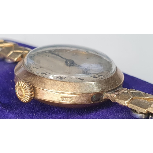 72 - Ladies vintage 9ct gold cased wrist watch