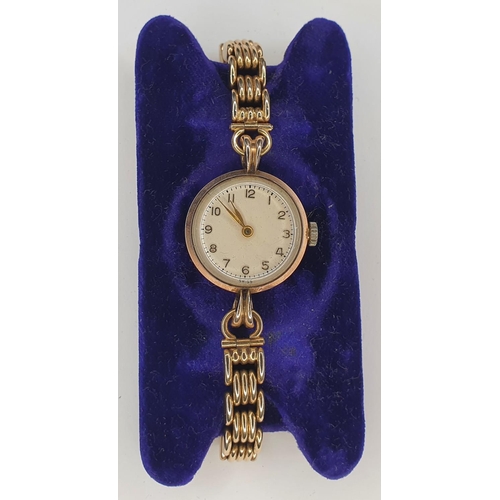 74 - Ladies vintage 9ct cocktail watch with 9ct gold strap, 26 grams gross