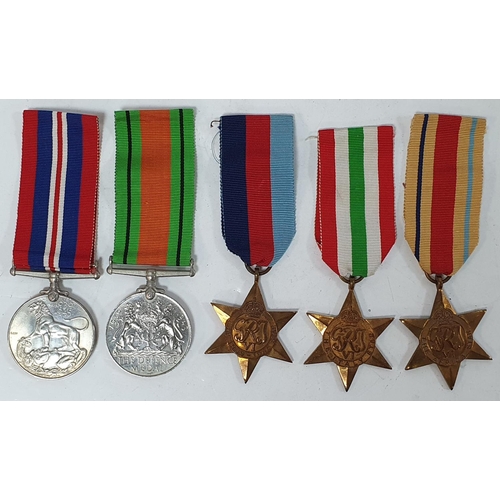 348 - 5 WWII war medals for Mr Gregory of Bolton (rank unknown) for the 1939-45 star, the War medal 1939-4... 