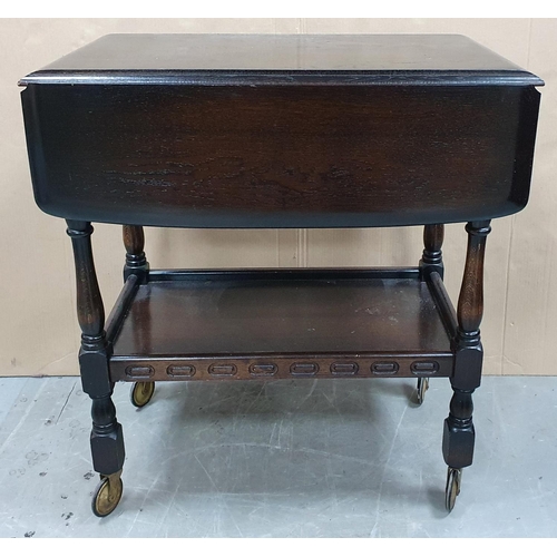 553 - Dark wood nest of tables together with a dark wood trolley/drop leaf table (2)