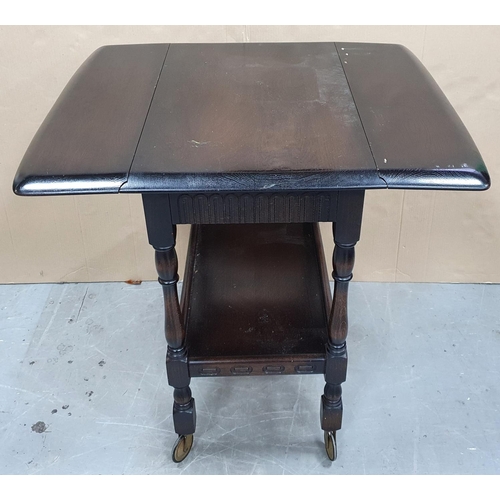 553 - Dark wood nest of tables together with a dark wood trolley/drop leaf table (2)