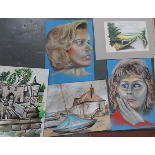 735 - Geoff Thomas, collection of approx 40 watercolours & pastels, all unframed (40), mainly unsigned

Ap... 