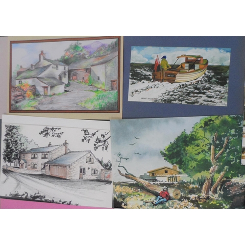 735 - Geoff Thomas, collection of approx 40 watercolours & pastels, all unframed (40), mainly unsigned

Ap... 