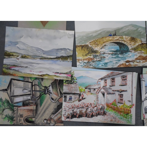 736 - Geoff Thomas, collection of approx 40 watercolours & pastels, all unframed (40), mainly unsigned

Ap... 