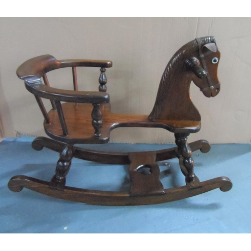 477 - Mid 20thC small child's dark wood rocking horse