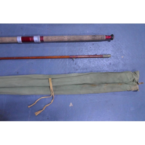 398 - Dawsons of Bromfield 2-piece fishing rod in cloth carry case