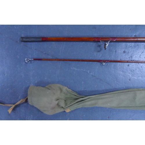 398 - Dawsons of Bromfield 2-piece fishing rod in cloth carry case