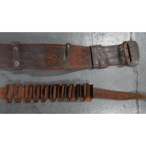 355 - Canvas pistol holder, soldiers belt and ammo belt, all mid 20thC (3)