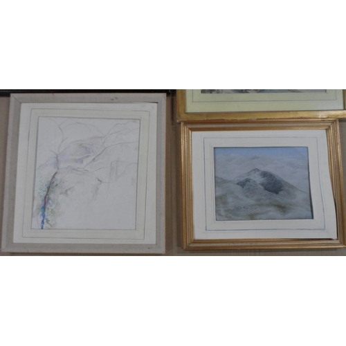 664 - Eight, Edwardian mountain and coastal watercolours by differing artists, mainly framed (8)