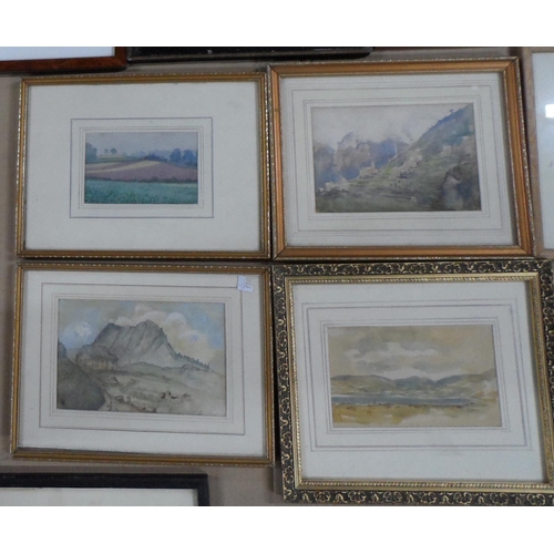 665 - Collection of 14 small framed antique landscape watercolours by differing artists (14)