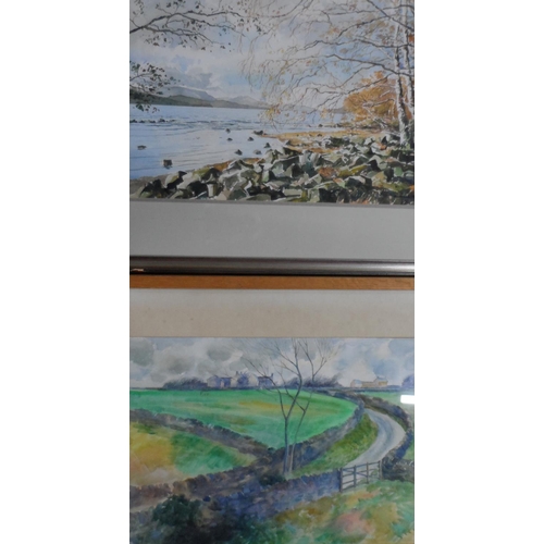 653 - Six framed 20thC watercolours by differing artists to include a Richard Alfred R.A. lake scene examp... 