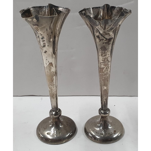 7 - Pair of hallmarked silver bud vases, 

148.5 grams gross, (2)