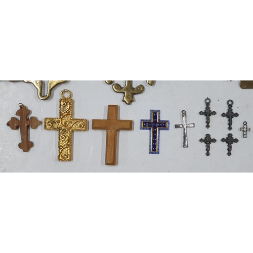 134 - Collection of 20thC Ethiopian Coptic Christian large brass crosses' together with a quantity of vint... 