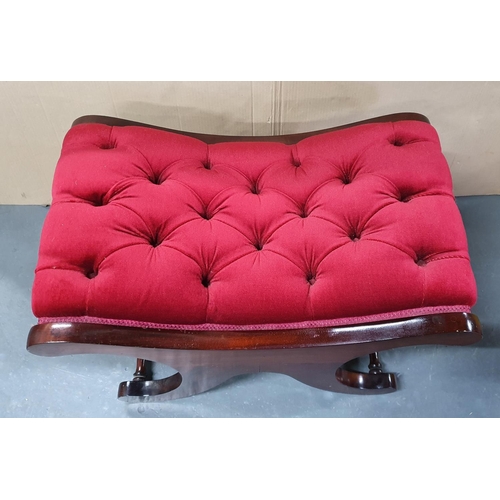 513 - Red upholstered x-frame stool, (1)