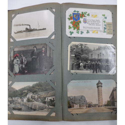 189 - Fine quality Edwardian postcard album to include approx 60 WWI era/early 20thC postcards, approx 70 ... 