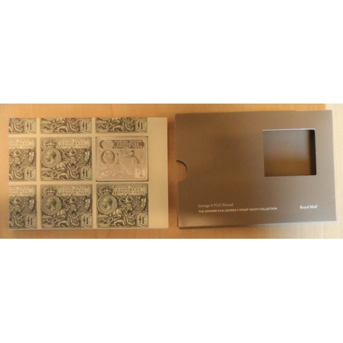 10 - Royal Mail sterling silver ingot stamp replica collection including Edward VII penny & pound, George... 