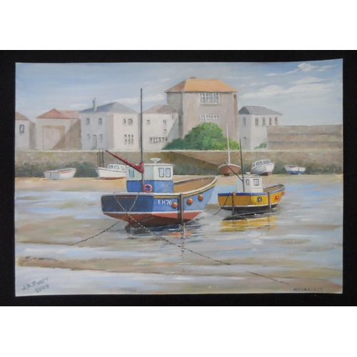 631 - Two, J A Pusey oils depicting Megavissy & Old Portsmouth, both unframed (2),

Both measure 26 x 35 c... 