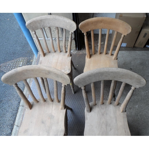 501 A - Set of four old pine kitchen chairs (4)